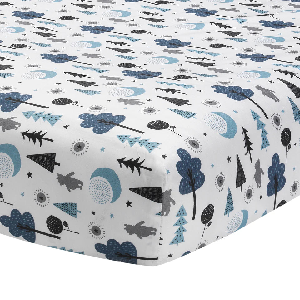 Disney Baby Forever Pooh Blue/Gray 3-Piece Mini Crib Bedding Set