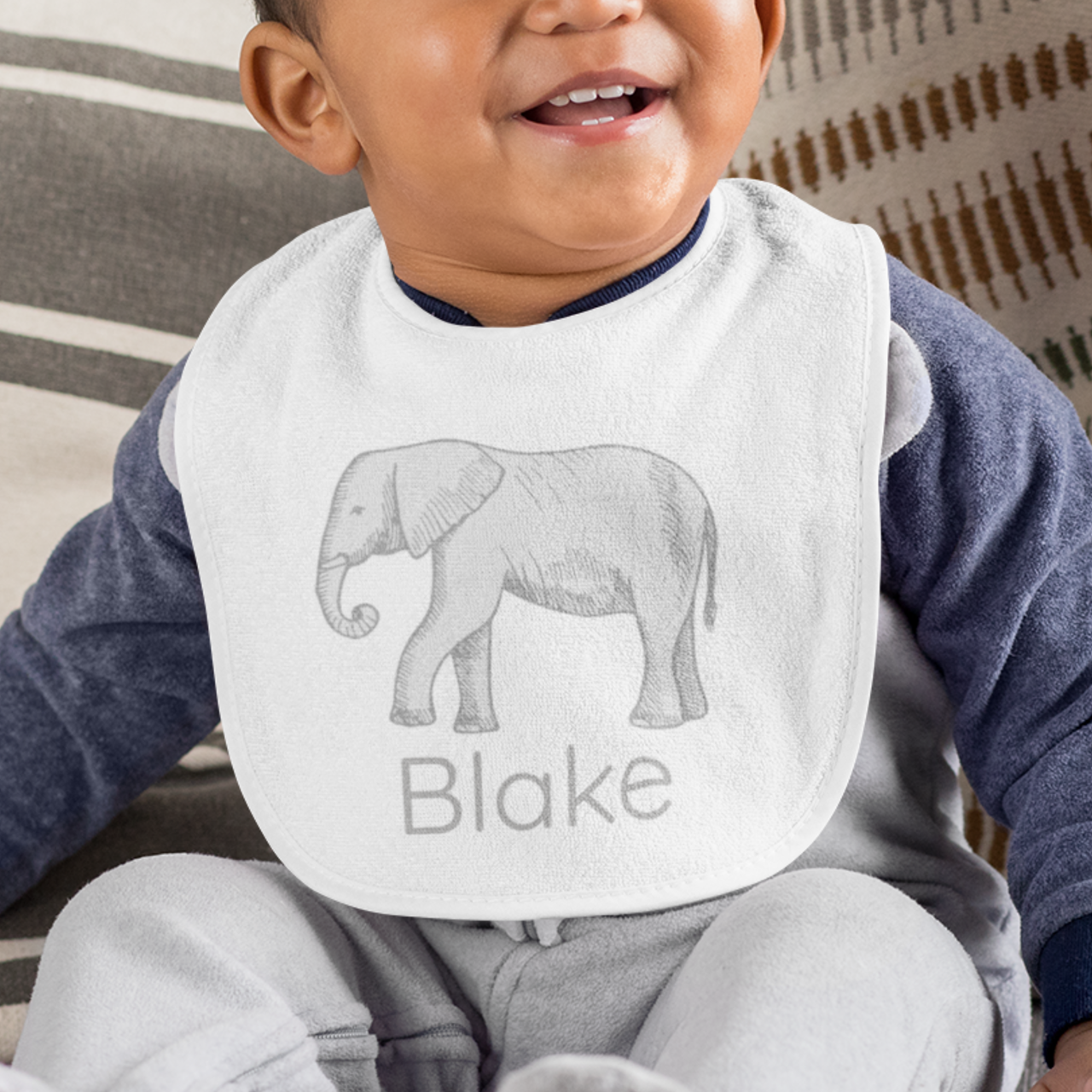 Sugar + Maple Personalized Bib | Elephant
