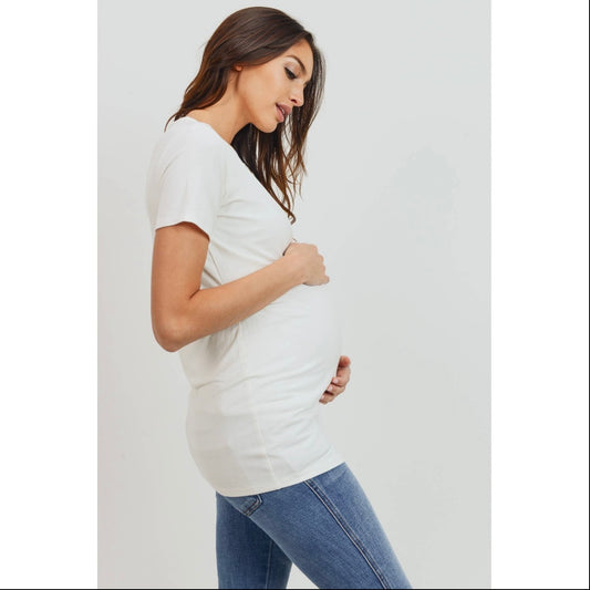 Jersey Round Neck Short Sleeve Maternity Top