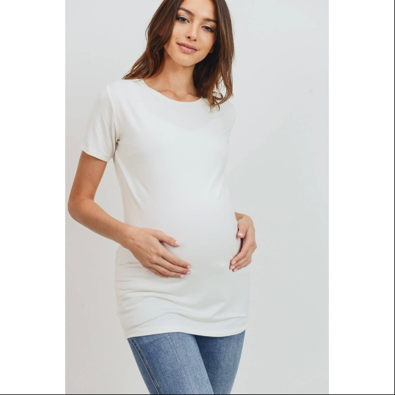 Jersey Round Neck Short Sleeve Maternity Top