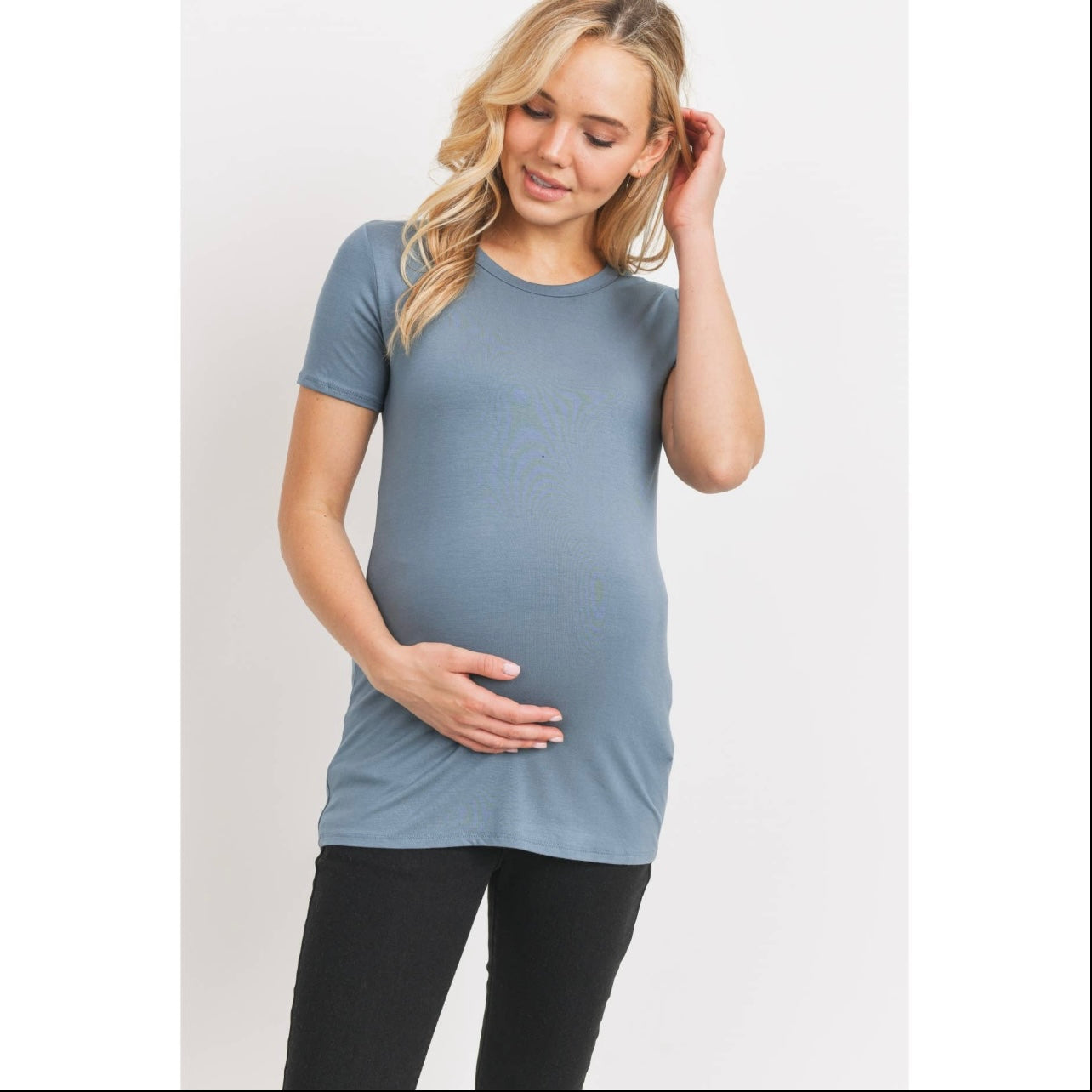 Jersey Round Neck Short Sleeve Maternity Top