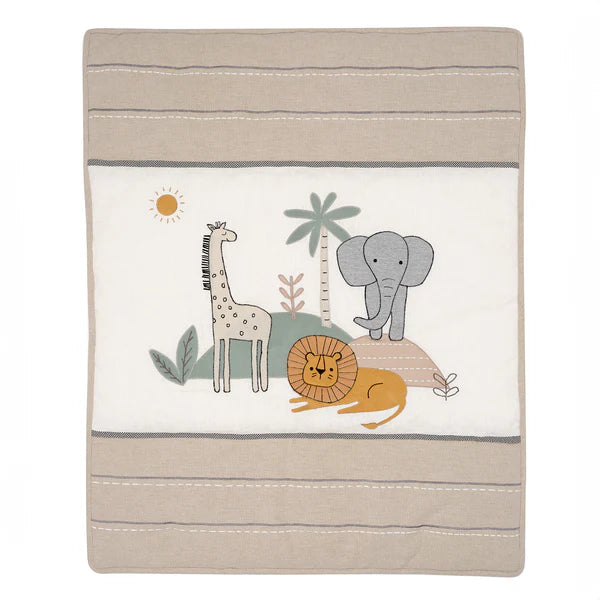 Jungle Adventure Linen/Cotton 3-Piece Nursery Baby Crib Bedding Set