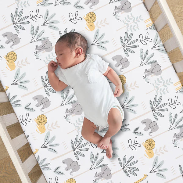 Jungle Adventure Linen/Cotton 3-Piece Nursery Baby Crib Bedding Set
