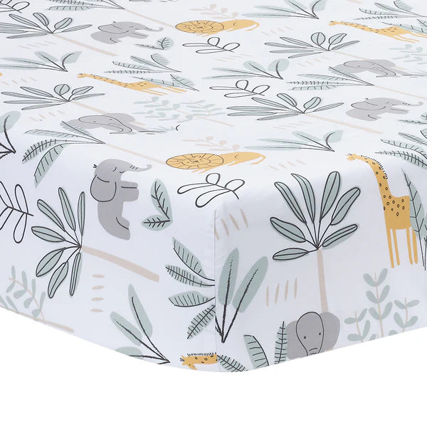 Jungle Adventure Linen/Cotton 3-Piece Nursery Baby Crib Bedding Set