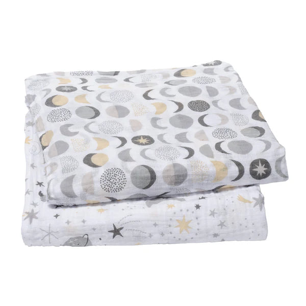 Little Star Celestial Cotton Muslin Swaddle Blankets 2-Pack