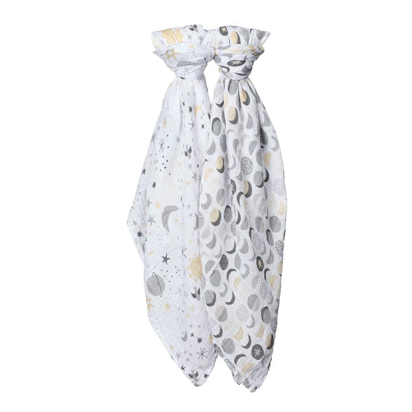 Little Star Celestial Cotton Muslin Swaddle Blankets 2-Pack