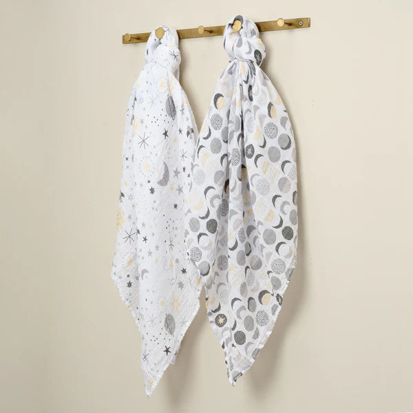 Little Star Celestial Cotton Muslin Swaddle Blankets 2-Pack