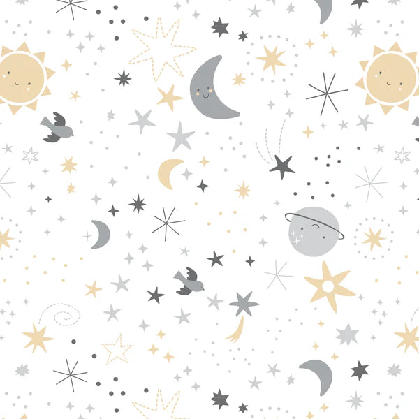 Little Star White Celestial Microfiber Baby Fitted Crib Sheet