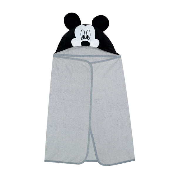 Disney Baby Mickey Mouse Gray Cotton Hooded Baby Bath Towel