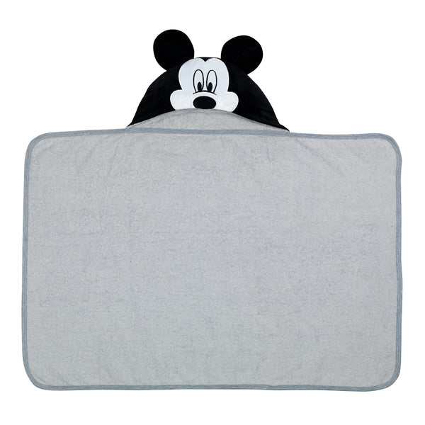 Disney Baby Mickey Mouse Gray Cotton Hooded Baby Bath Towel