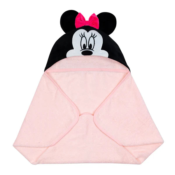 Disney Baby Minnie Mouse Pink Cotton Hooded Baby Bath Towel