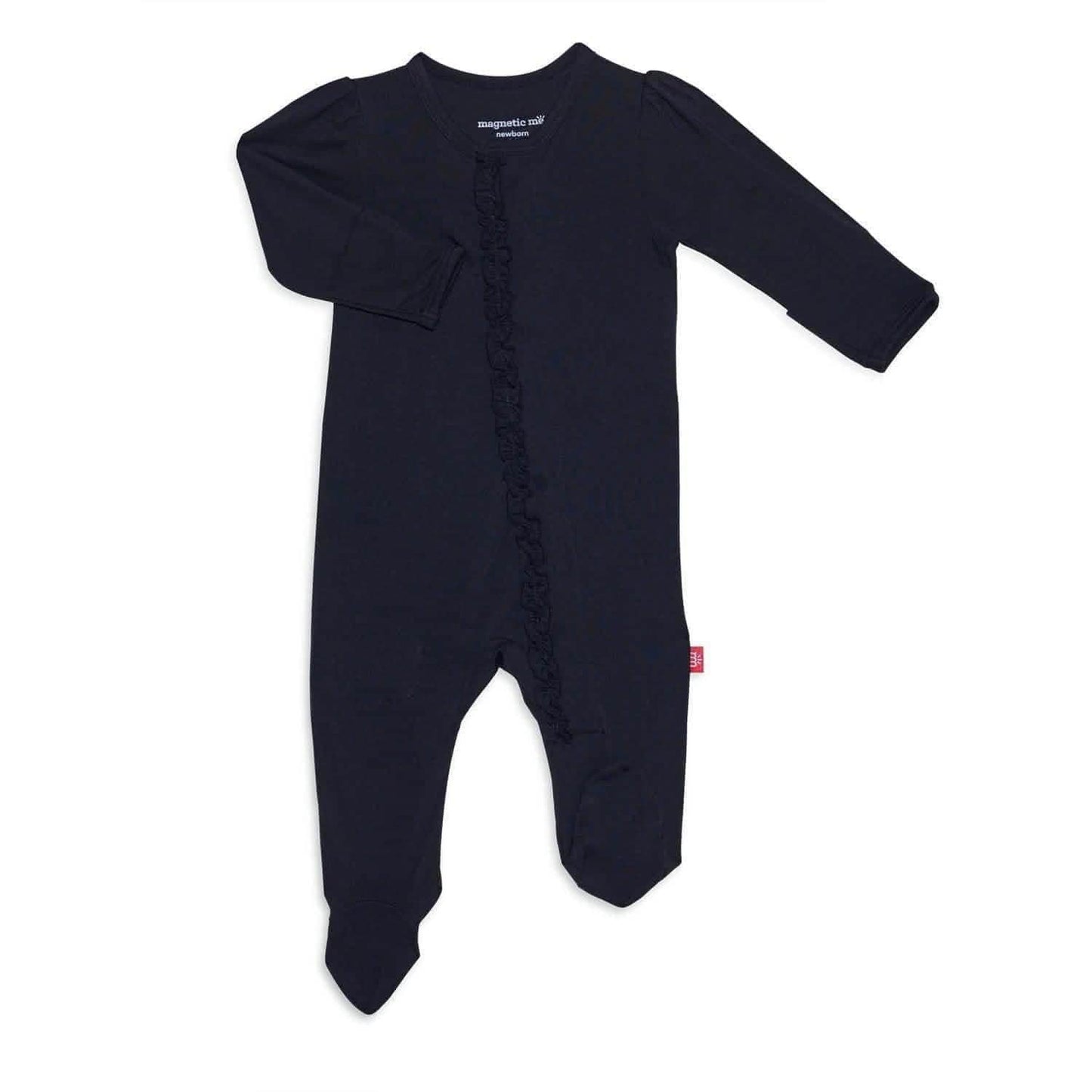 Modal Footie W/ruffle - Onyx Jet Black