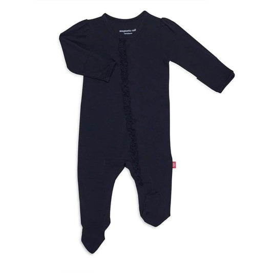 Modal Footie W/ruffle - Onyx Jet Black