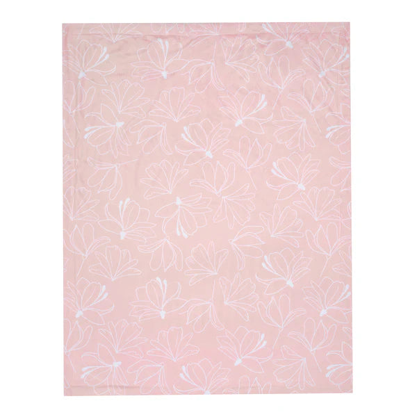 Petals Pink/White Floral Fleece Faux Shearling Soft Baby Blanket
