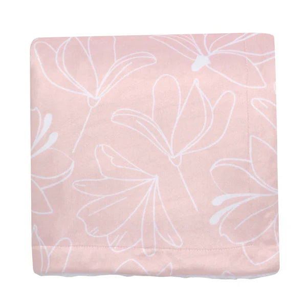 Petals Pink/White Floral Fleece Faux Shearling Soft Baby Blanket