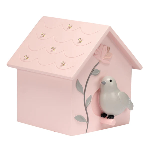 Petals Pink/Gray Birdhouse Table Top Night Light LED Lamp