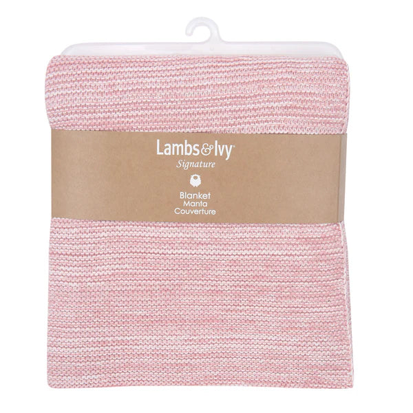 Signature Pink/White 100% Cotton Marl Textured Knit Baby Blanket