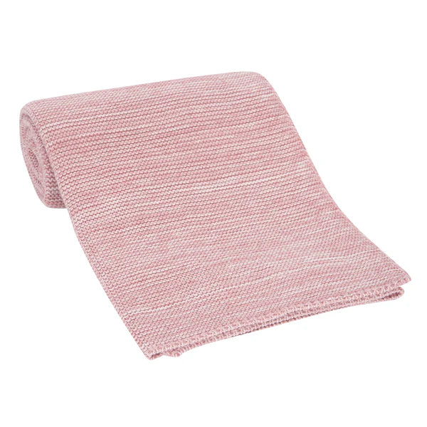 Signature Pink/White 100% Cotton Marl Textured Knit Baby Blanket