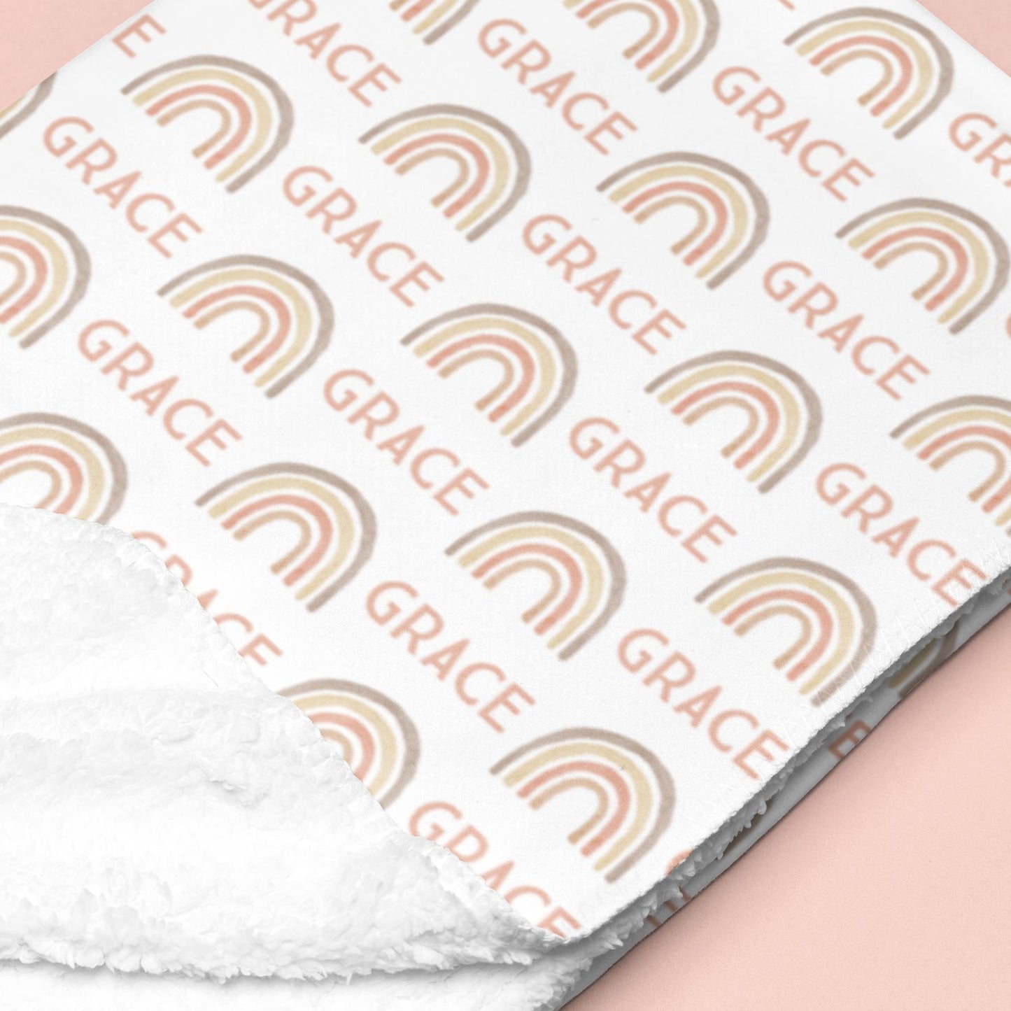 Sugar + Maple Sherpa-Lined Personalized Blanket | Rainbows