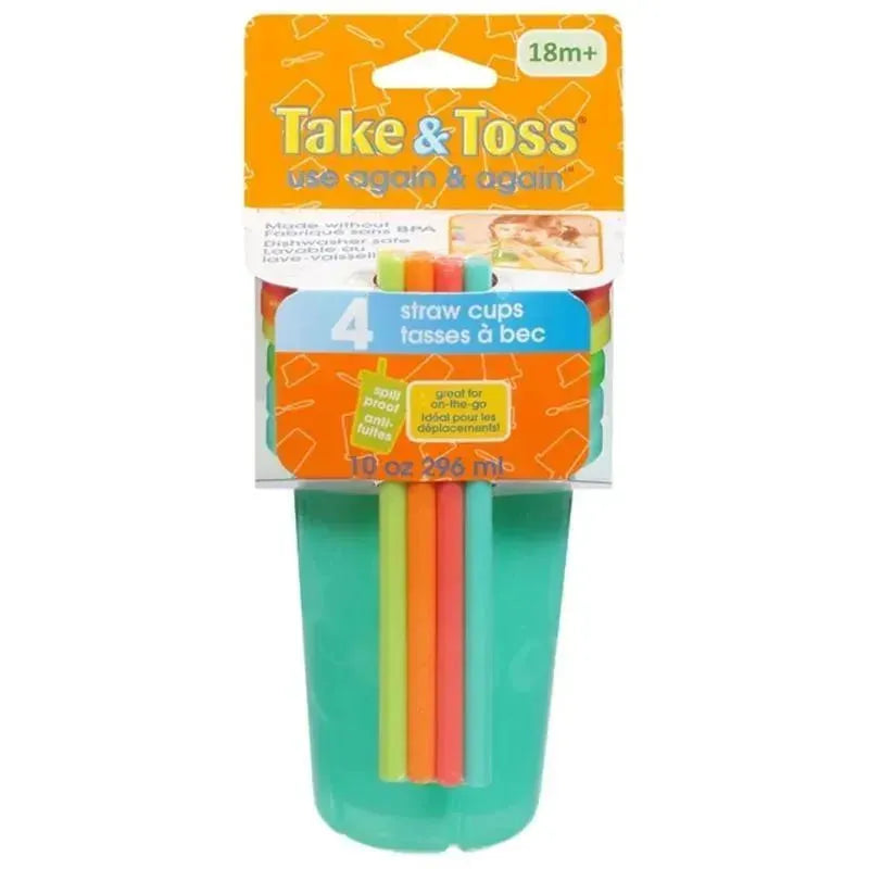 Take & Toss Straw Cups, 10 Oz Toddler Sippy Cups - 4 pack