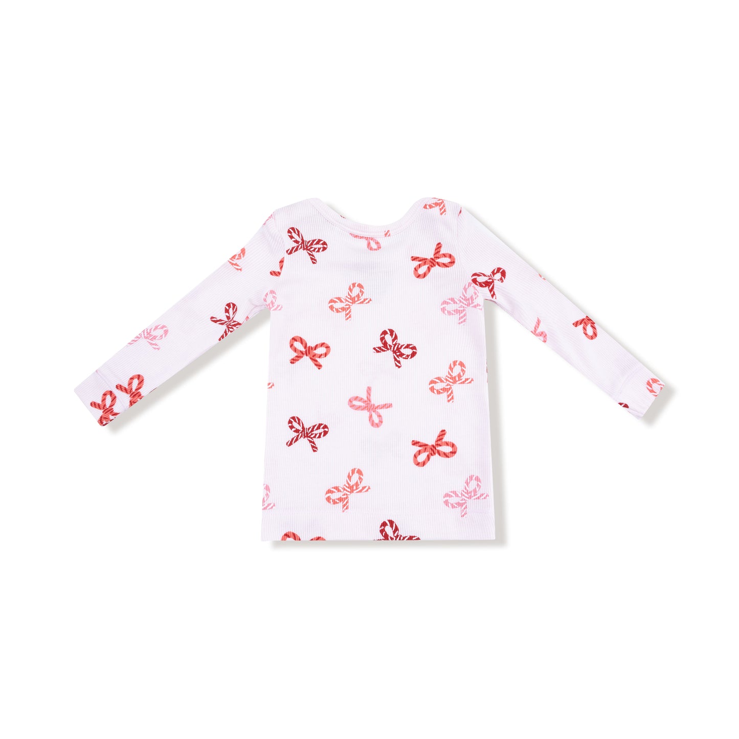 Long Sleeve Loungewear Set - Candy Cane Bows