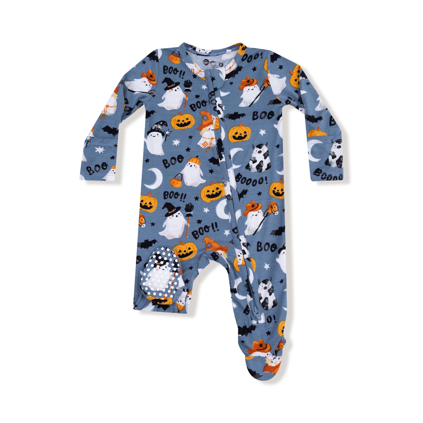 Glow In The Dark - 2 Way Zipper Footie - Costumed Ghosts
