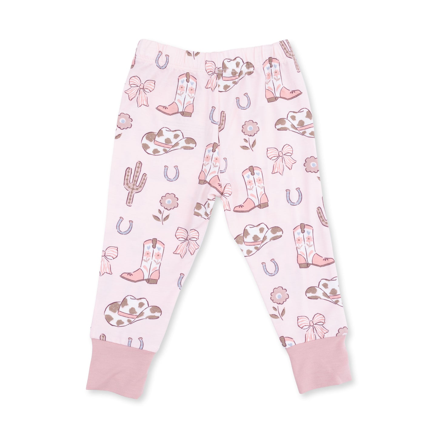 Long Sleeve Loungewear Set - Cowgirl Boots And Bows