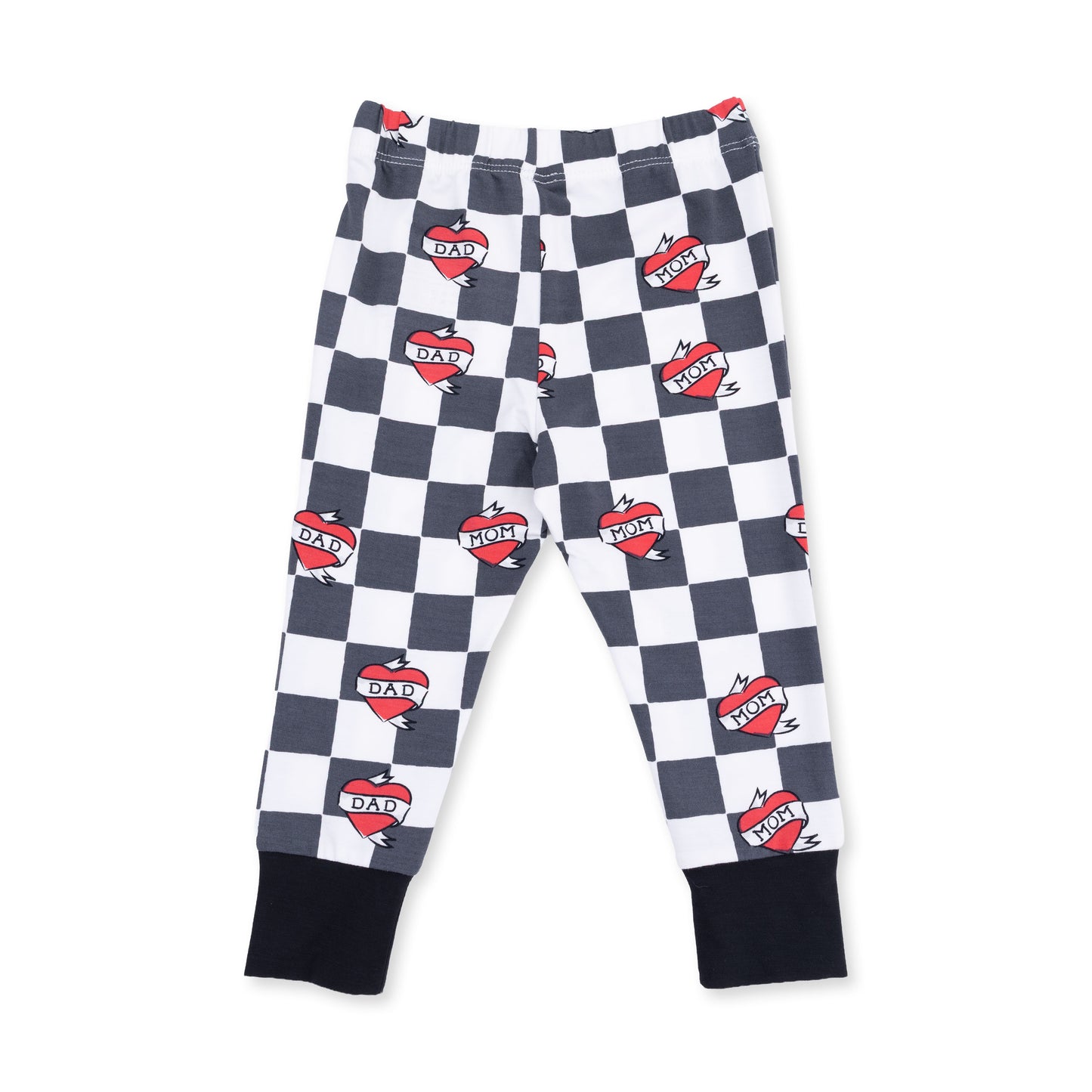 Short Sleeve Loungewear Set - Heart Tattoo Check Black