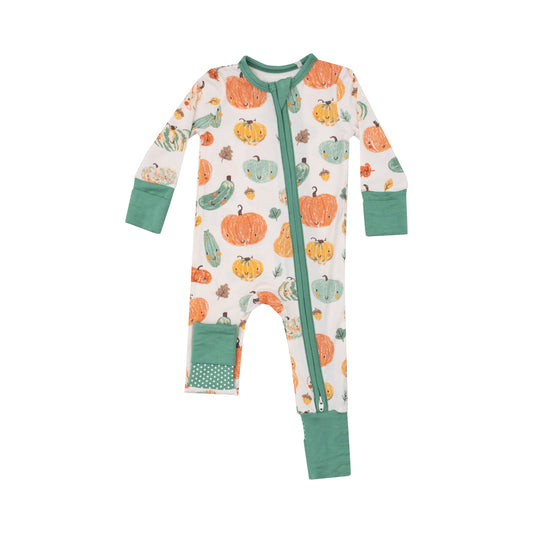 Angel Dear 2 Way Zipper Romper - Crayon Pumpkins