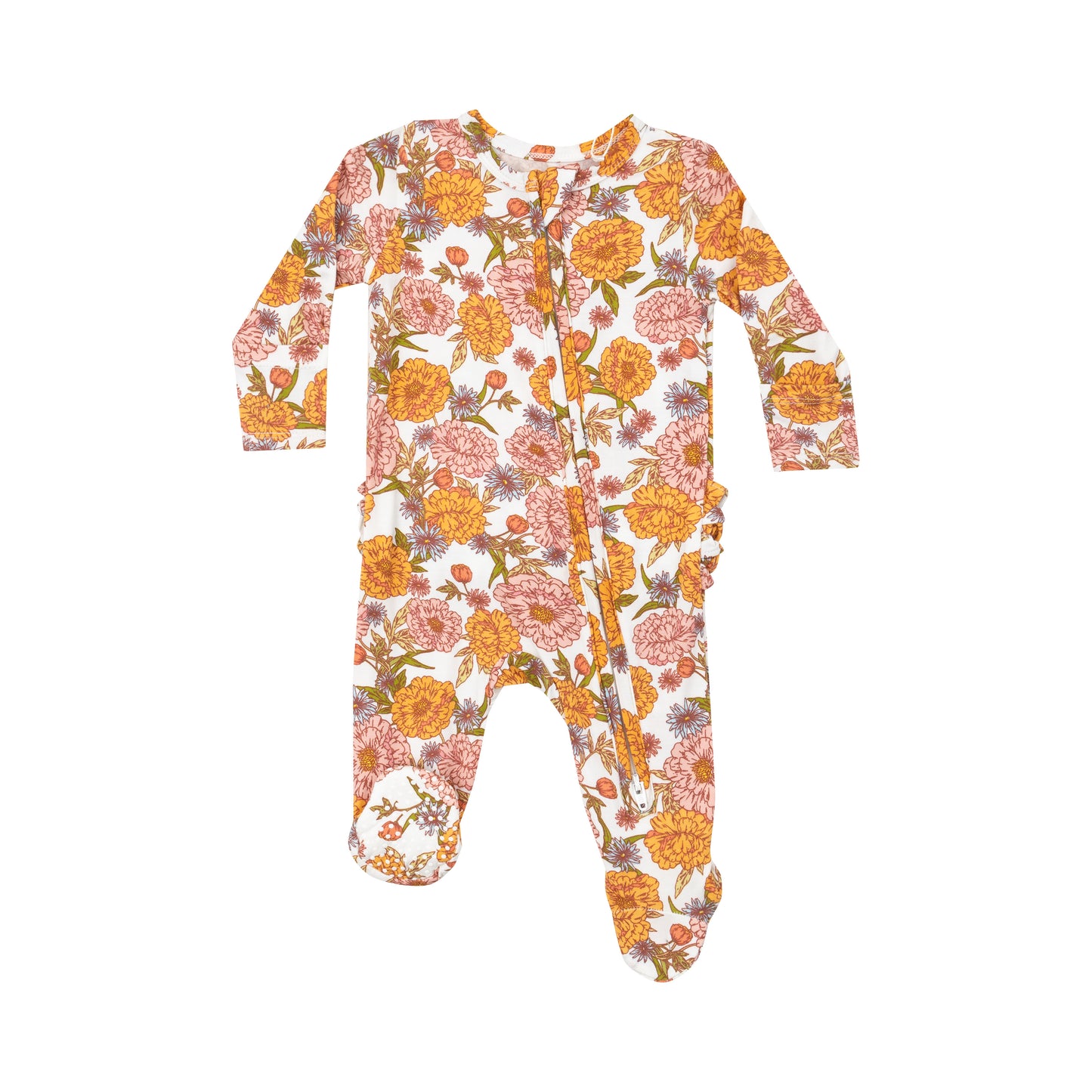 2-Way Ruffle Zipper Footie - Ambers Floral