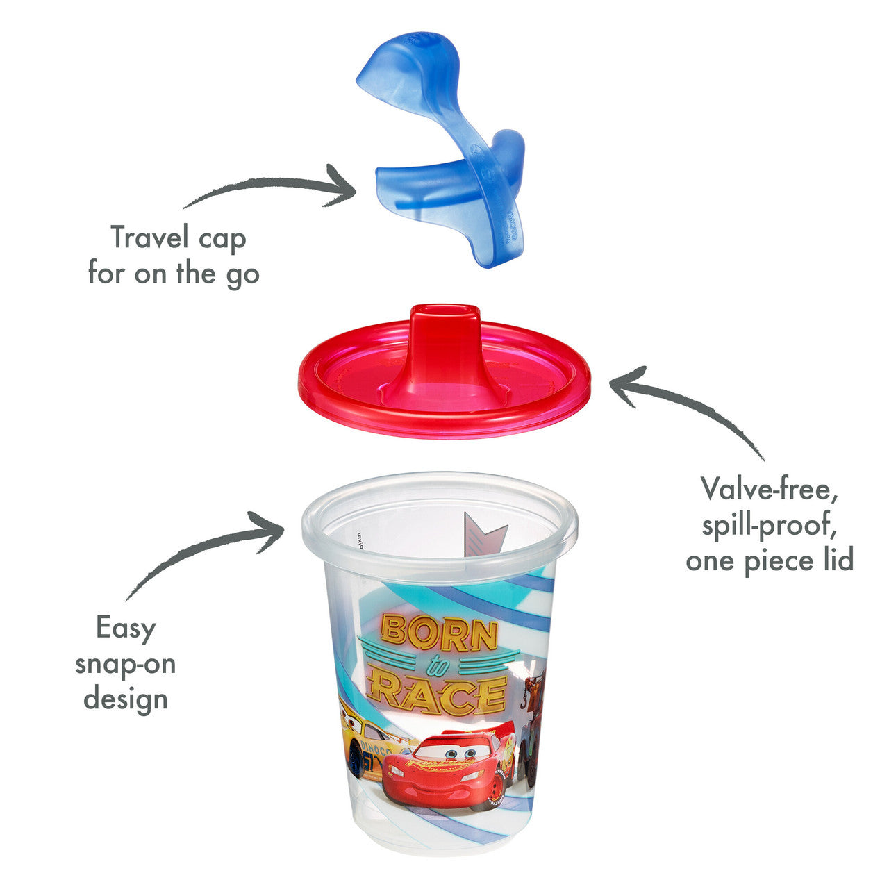 Take & Toss Disney/Pixar Cars Sippy Cups with Lids, 10 Oz - 3 Pack