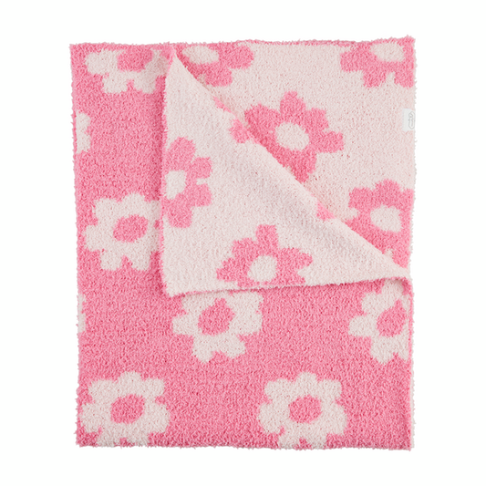 Pink Chenille Flower Blanket