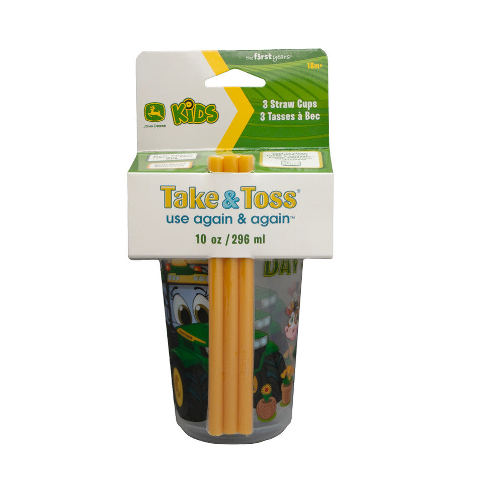 Take & Toss John Deere Straw Cups, 10 Oz – 3 Pack