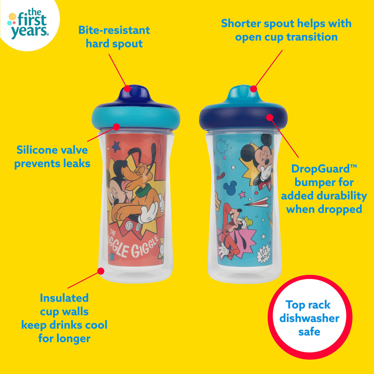 Disney Mickey Mouse Insulated Sippy Cup, 9 Oz — 2 Pack