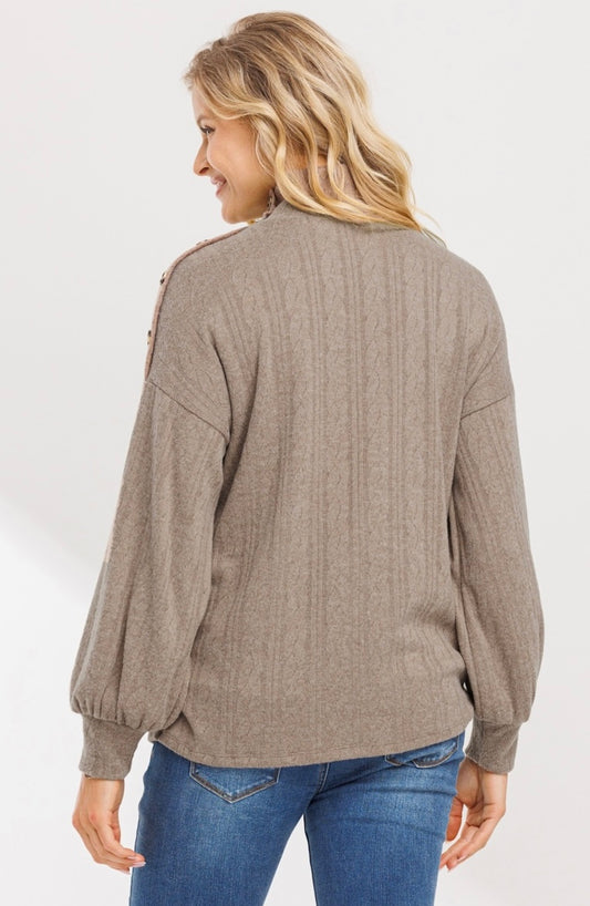 Turtle Neck Maternity Sweater Knit Top