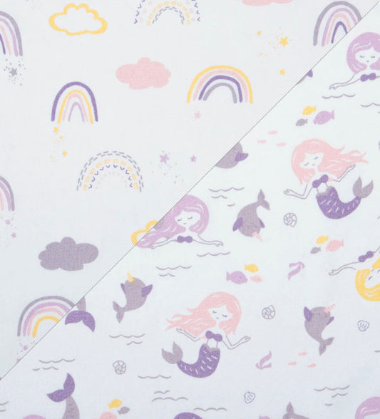 Rainbow & Mermaids 2-Pack Microfiber Fitted Crib Sheets Set by Sammy & Lou