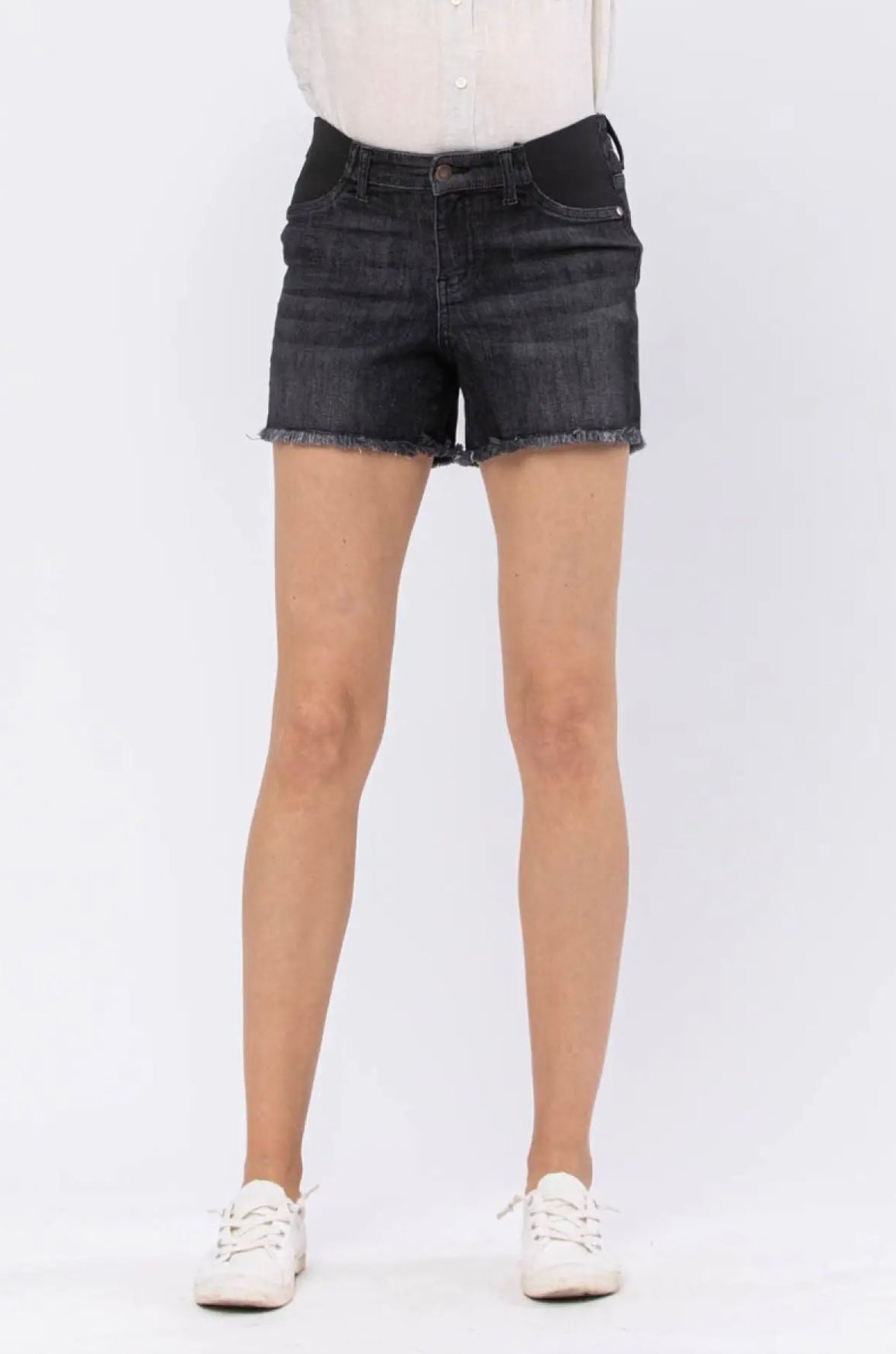 Mid-Rise Maternity Cut-Off Denim Shorts