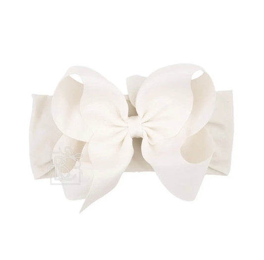 Wide Pantyhose Headband W/Classic Grosgrain Bow- 5.5” XL Bow
