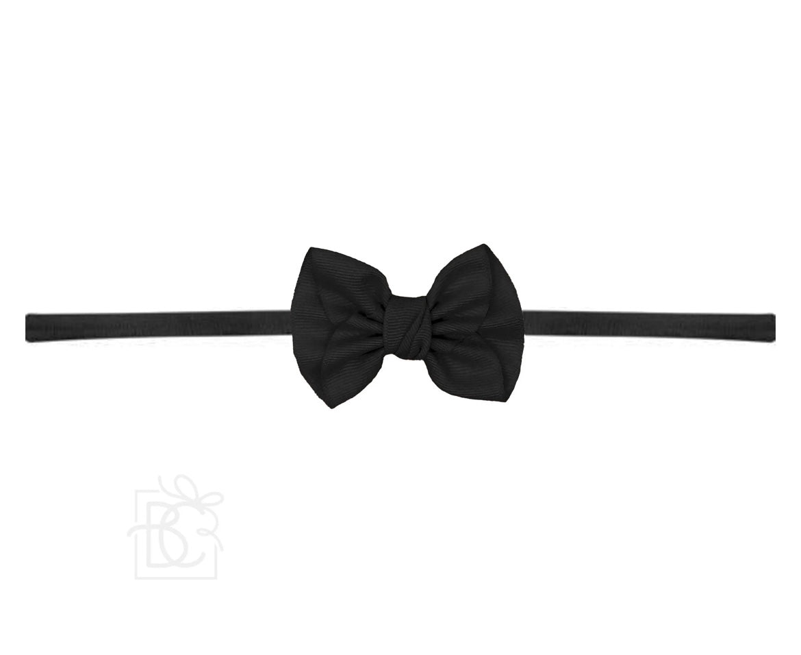 Pantyhose Headband W/ 2.5" Mini Anne Bow- 1/4” Band