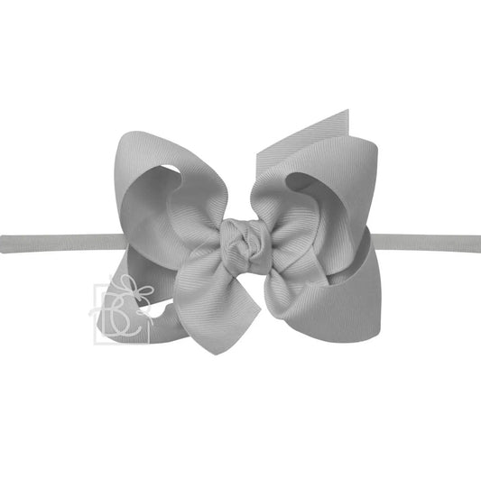 Pantyhose Headband W/Signature Grosgrain Bow- 1/4” Band with 4.5” Bow