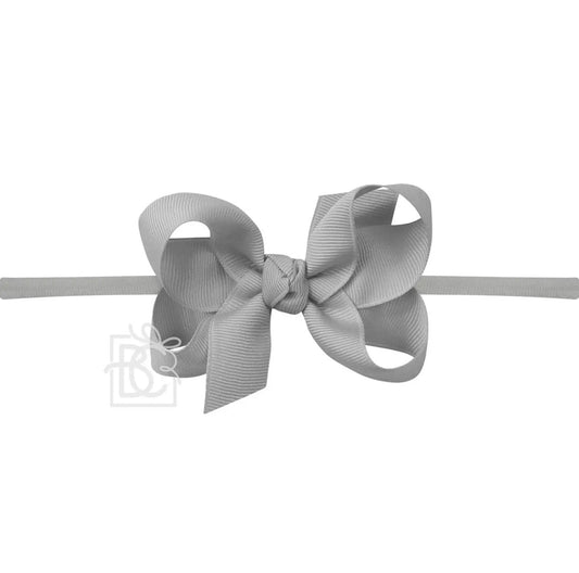 Pantyhose Headband W/Signature Grosgrain Bow- 1/4” Band with 3.5” Bow