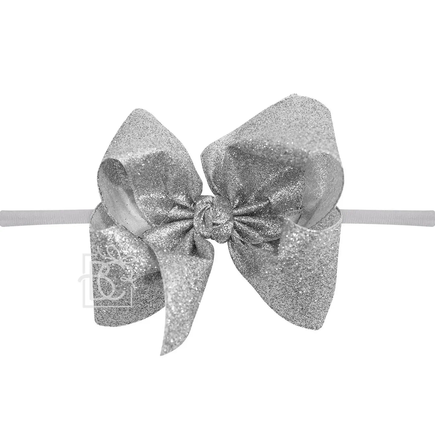 1/4" Pantyhose Headband W/Glitter Metallic Bow
