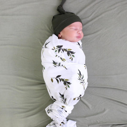 Oversized Swaddle Blanket | Olive Leaf