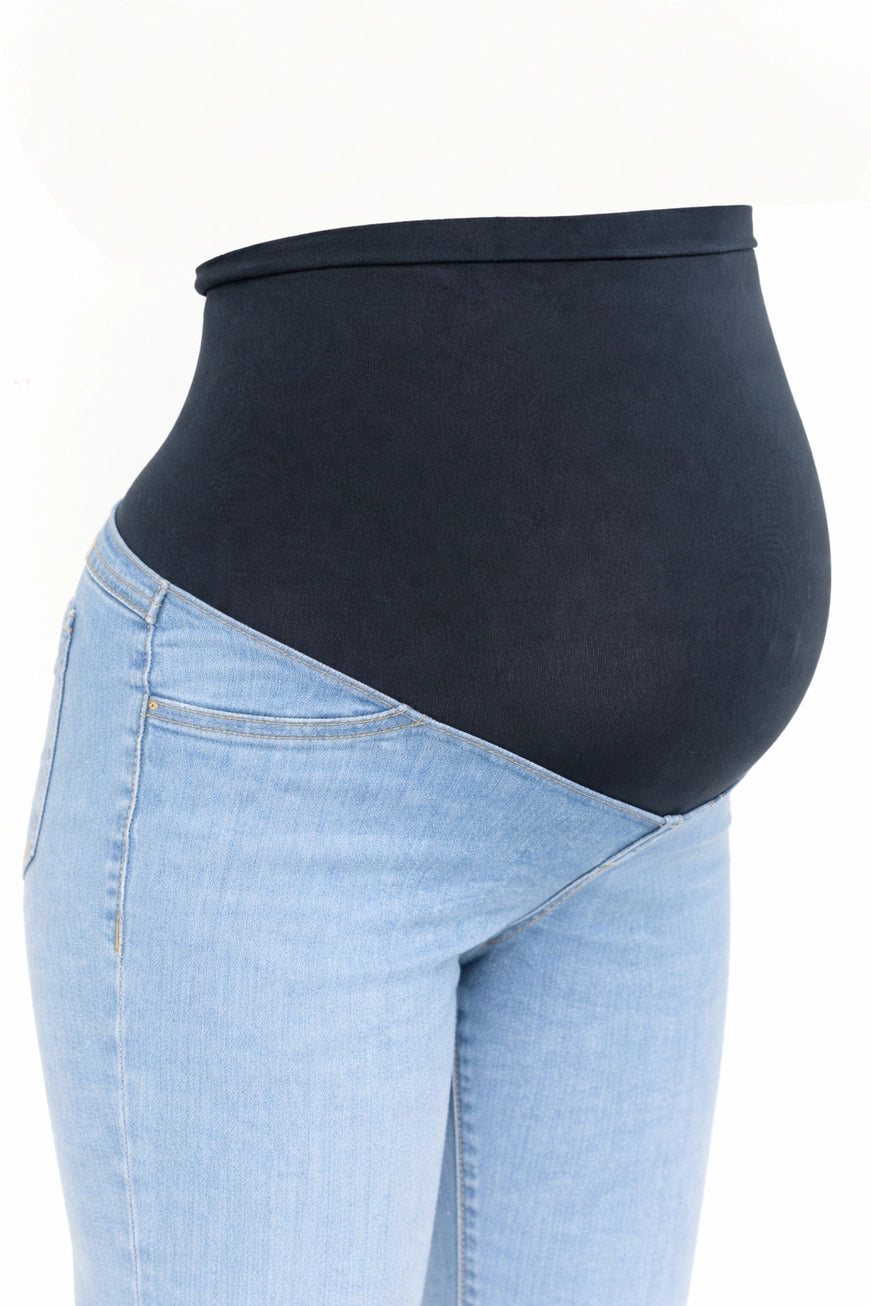 Maternity Roll Cuff Straight Leg Jean w/ Bellyband - Odelle