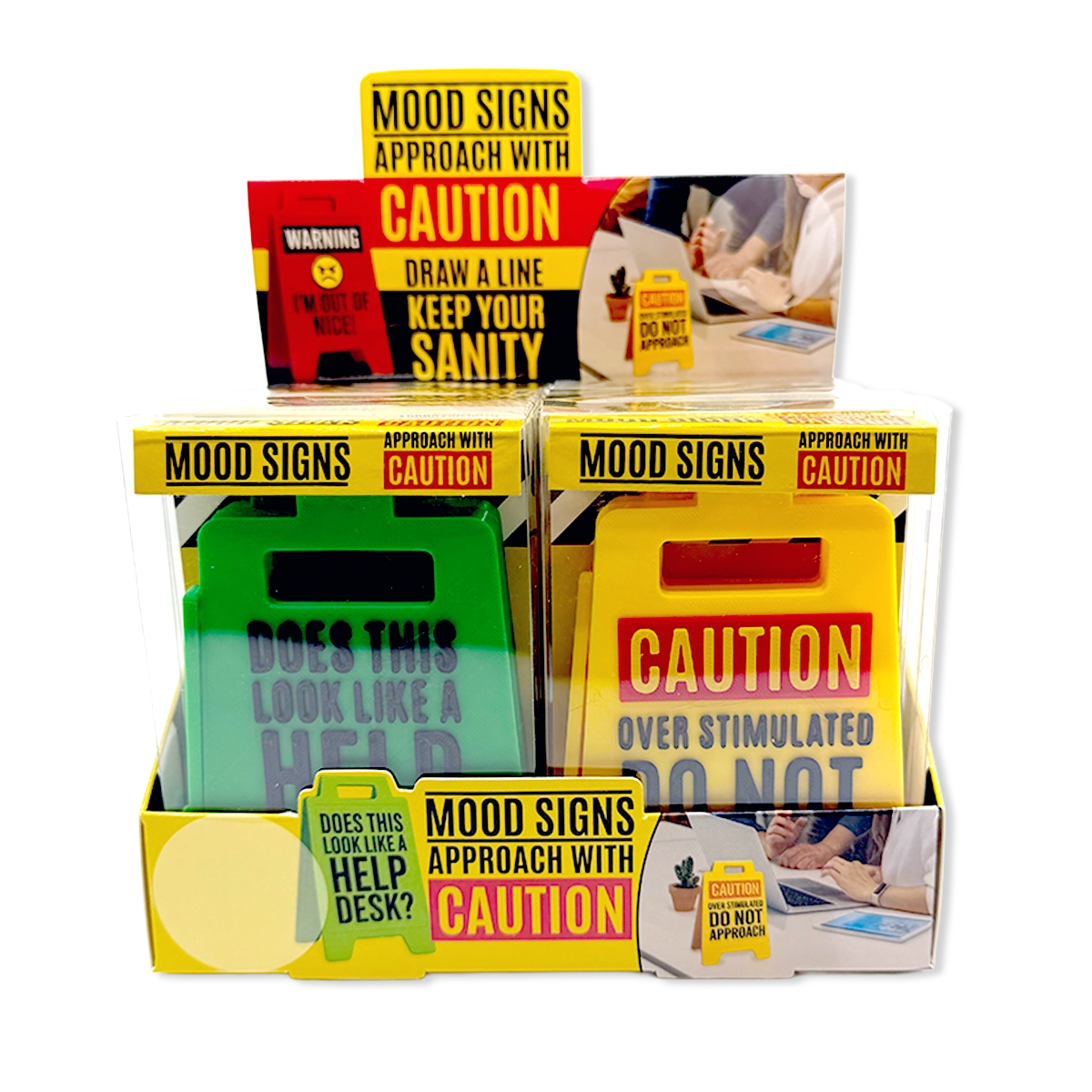 Standing 4.75" 3D Mood Caution Signs