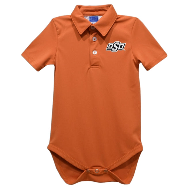 Osu Cowboys Embroidered Orange Solid Polo Onesie