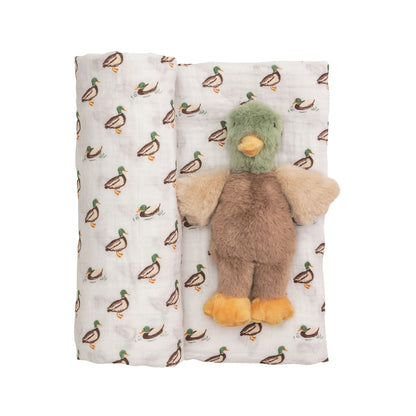 Mallard Swaddle & Rattle Set