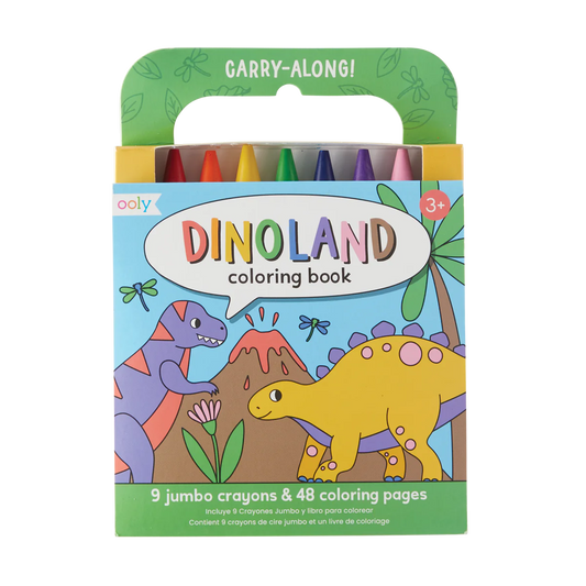 Carry Along! Coloring Book and Crayon Set - Dinoland - Set of 9 Crayons