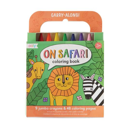Carry Along! Coloring Book and Crayon Set - On Safari - Set of 9 Crayons