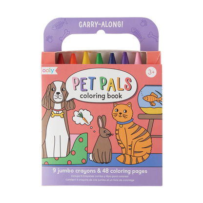 Carry Along! Coloring Book and Crayon Set - Pet Pals - Set of 9 Crayons
